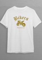 Naked Bike | Bikershirt | Wit T-shirt | Goude opdruk | XXL