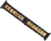 Strap-it Houten schakel band - Geschikt voor Apple Watch bandje - Series 1/2/3/4/5/6/7/8/9/SE/Ultra (2) - Zwart/Lichtbruin - Uniek houten schakel horlogeband - Luxe iWatch bandje voor maat: 42 mm 44 mm 45 mm 49 mm