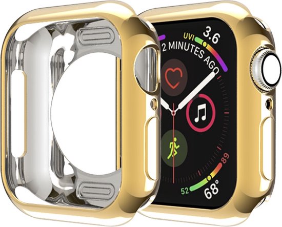 By Qubix Siliconen case 40mm - Goud - Geschikt voor Apple Watch 40mm hoesje - screenprotector - Bescherming iWatch - Bescherm hoesje