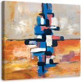 Trend24 - Canvas Schilderij - Gekleurde Piramide - Schilderijen - Abstract - 30x30x2 cm - Blauw