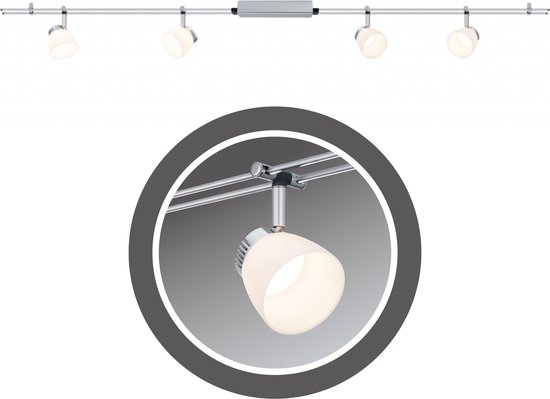 Premium LED Plafondlamp met Railsysteem - 4 Lichtbronnen - Mat Chroom, Metaal/Glas - Modern & Industrieel Design - 1600mm - Inclusief Montagehandleiding & Stekker - Voor Woningen, Kantoren, Winkels