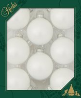 8x Satijn witte glazen kerstballen mat 7 cm kerstboomversiering - Kerstversiering/kerstdecoratie wit