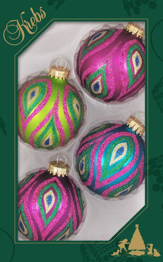 prinses wapen Pech 4x Color splash gekleurde glazen kerstballen glitter 7 cm kerstversiering  -... | bol.com
