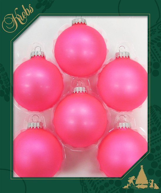 6x Neon roze glazen cm kerstboomversiering - mat -... | bol.com