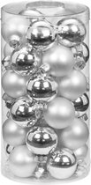 30x stuks kleine glazen kerstballen zilver mix 4 cm - Kerstboomversiering/kerstversiering