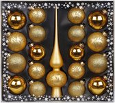 Inge goods Kerstballen met piek - 19st - glas - goud - 4-6-8 cm