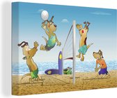 Canvas Schilderij Een illustratie van een wedstrijd beachvolleybal - 30x20 cm - Wanddecoratie