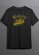 Vélo de course | chemise de motard | T-shirt noir | impression d'or | M