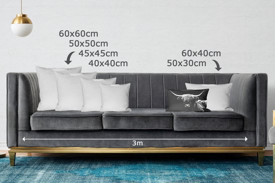 Coussins décoratifs - Oreillers Salon - 50x30 cm - Highlander écossais - Vache - Zwart - Wit - Animaux