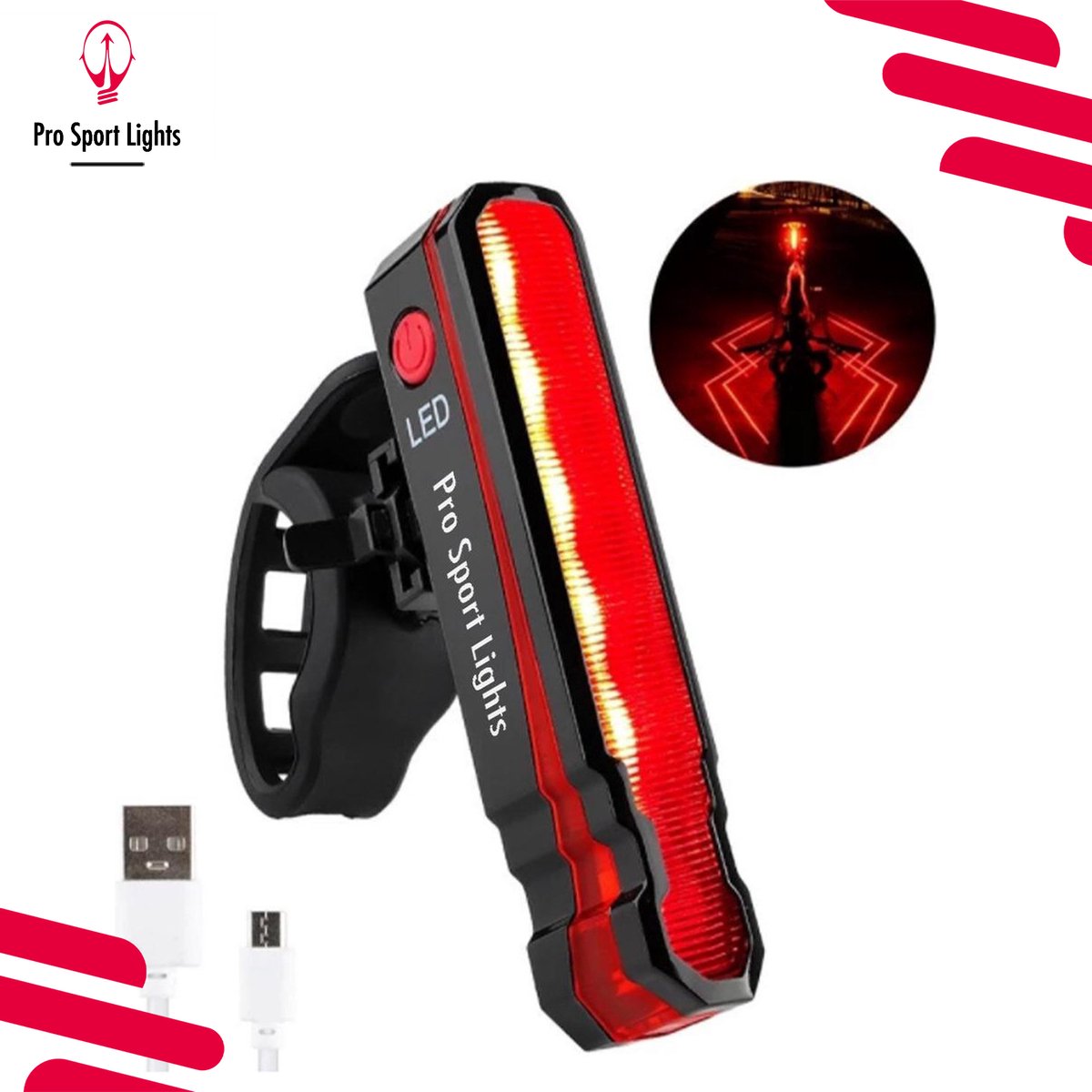 Feux de vélo Red Pro Sport Lights - Feu arrière à LED - Rechargeable par USB  - Lumière... | bol.com