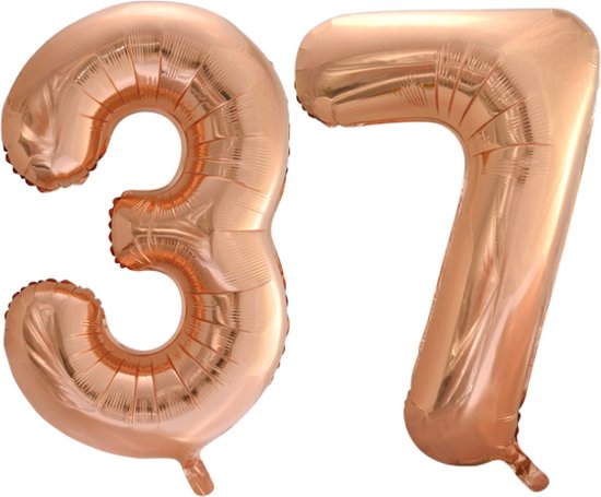 Folieballon 37 jaar Rose Goud 66cm
