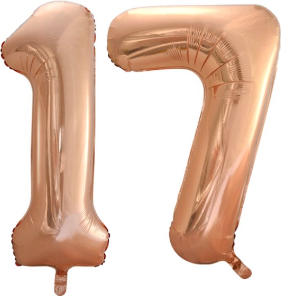 Folieballon 17 jaar Rose Goud 66cm