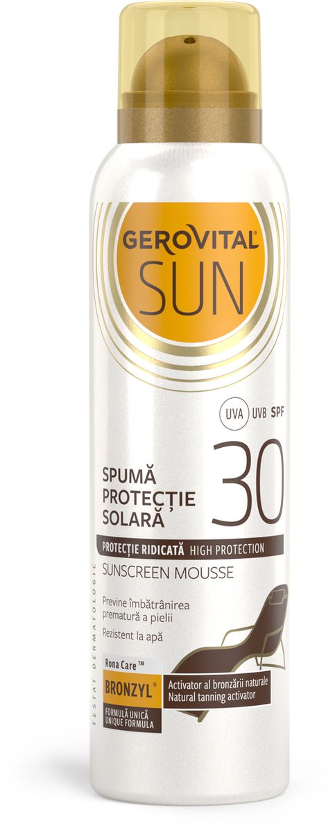 Gezichtzonnecreme Mousse SPF30- UVA/UVB - Sunscreen - Natural tanning activator- 150ml - met Rona Care™ Bronzyl® , Vitamin E ,olijfolie -Waterbestendig- zonnebrand