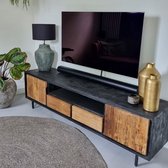 Tv kast industrieel | Mangohout | Mango | naturel | 180 x 40 x 50(h) cm | Top kwaliteit
