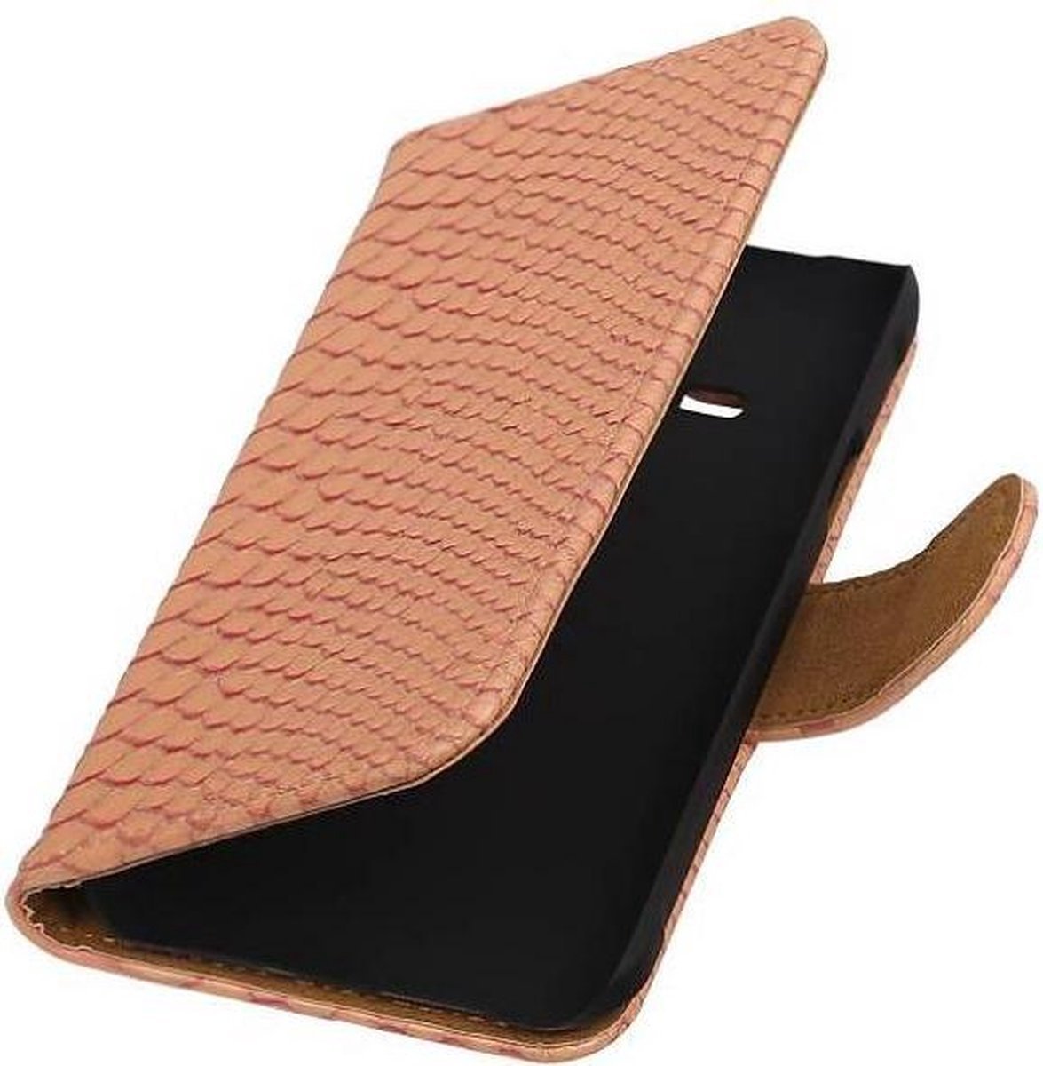 Slang Bookstyle Hoes - Geschikt voor Samsung Galaxy J1 Ace Licht Roze