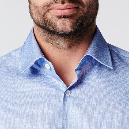 SKOT Fashion Sustainable Shirt Men Fishbone Blue - Bleu clair - Taille XXL