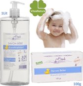 La Cigale Babyzeep Voordeelpakket - 1 L Vloeibare Zeep - 100 gram Blokzeep - Hypoallergeen