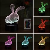 Klarigo®️ Nachtlamp – 3D LED Lamp Illusie – 16 Kleuren – Bureaulamp – Konijntjeslamp – Snowball - Konijn van Huisdiergeheimen - Sfeerlamp – Nachtlampje Kinderen – Creative lamp - Afstandsbediening