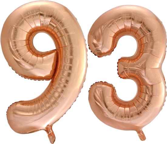 Folieballon 93 jaar Rose Goud 66cm
