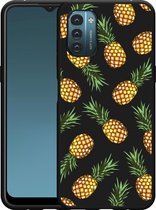 Nokia G11/G21 Hoesje Zwart Ananas - Designed by Cazy