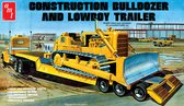 1:25 AMT 1218 Construction Bulldozer et Lowboy Trailer Kit plastique