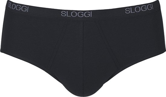 Zwarte Sloggi midi slip met grijze tailleband met logo.