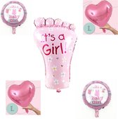 Babyshower Versiering Meisje Grote XL roze voet ballon - baby decoratie It's a girl - Geboorte versiering Meisje