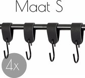 4x S-haak hangers - Handles and more® | ZWART - maat S (Leren S-haken - S haken - handdoekkaakje - kapstokhaak - ophanghaken)