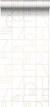 ESTAhome behang art deco motief wit en goud - 139141 - 0,53 x 10,05 m