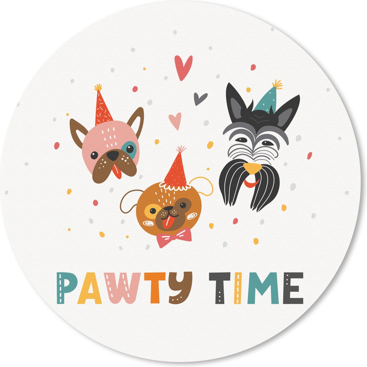 Muismat rond 30x30 cm - Mousepad Quotes - Feest - Honden - Spreuken - Pawty time - Ronde muismatten
