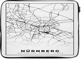 Laptophoes 14 inch - Plattegrond - Nürnberg - Kaart - Stadskaart - Laptop sleeve - Binnenmaat 34x23,5 cm - Zwarte achterkant