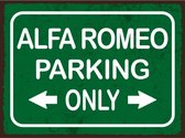 Wandbord Parking Only - Alfa Romeo