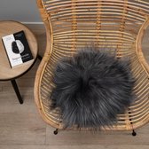 WOOOL® Schapenvacht Chairpad - IJslands Donker Grijs (38cm) ROND - Stoelkussen - 100% Echt - Eenzijdig