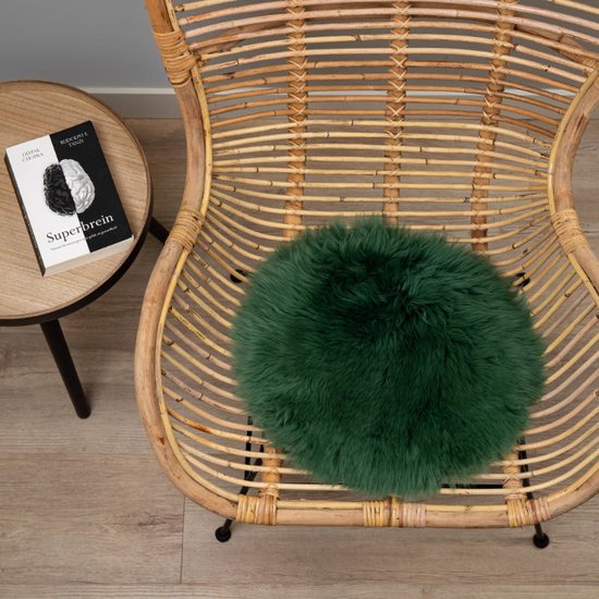WOOOL® Schapenvacht Chairpad - Australisch Groen (38cm) ROND - Stoelkussen - 100% Echt - Eenzijdig