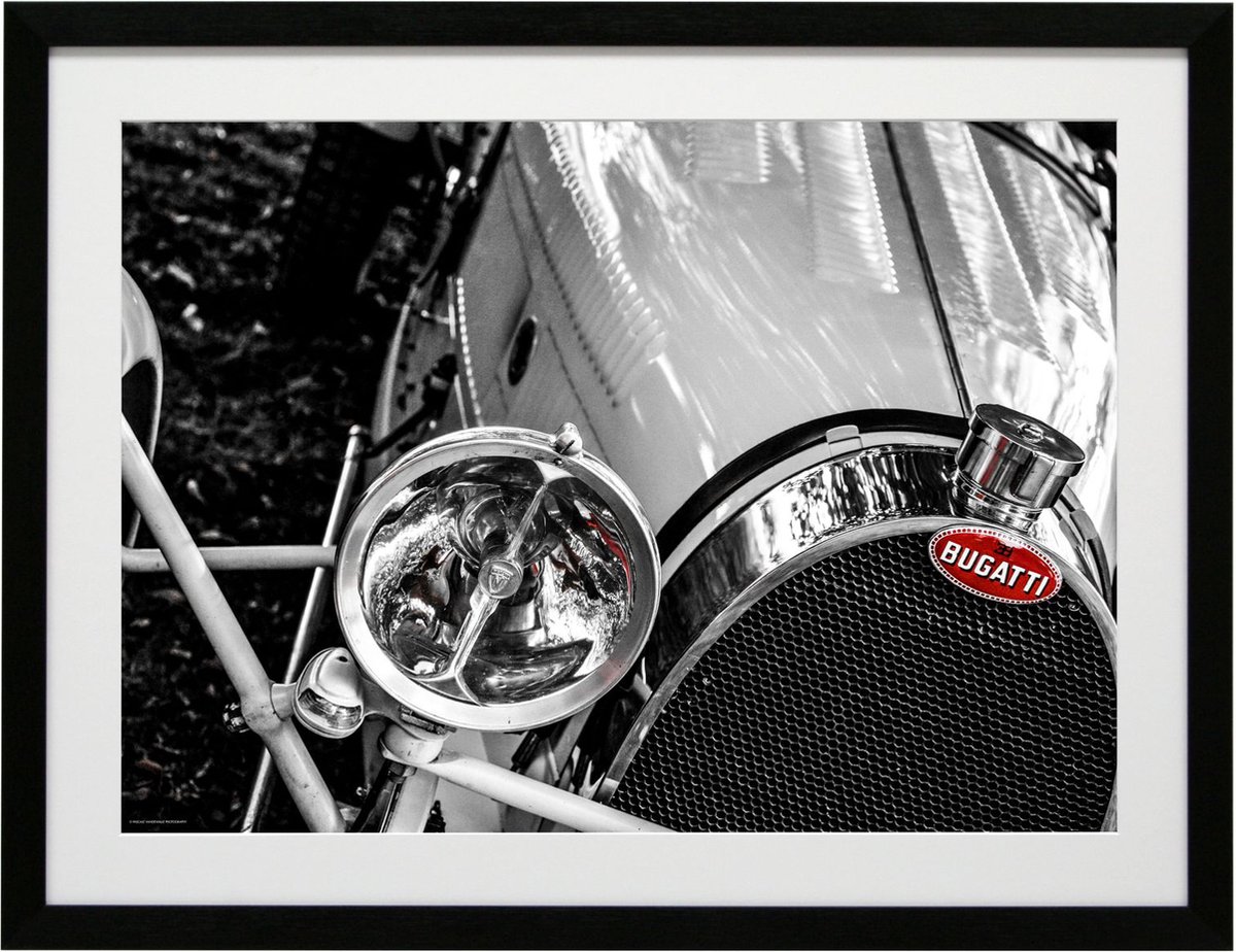 Deknudt Frames Poster in lijst - zwart oldtimer wagen - 60x80 cm