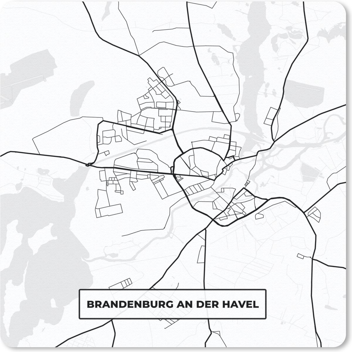 Muismat Klein - Brandenburg an der Havel - Kaart - Plattegrond - Stadskaart - 20x20 cm
