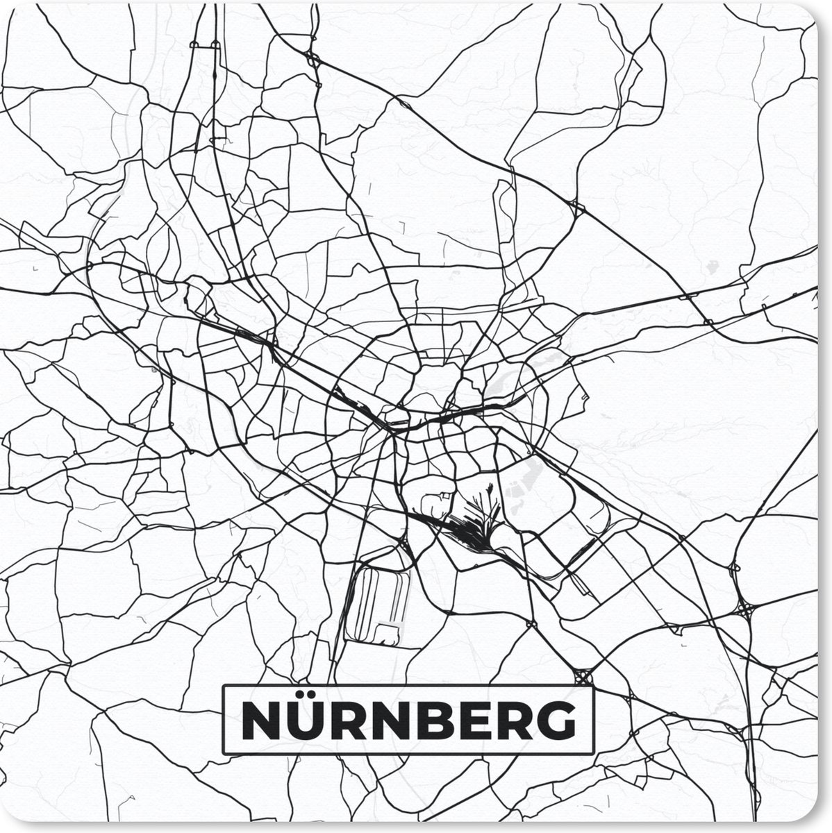 Muismat 30x30 cm - Mousepad Plattegrond - Kaart - Stadskaart - Nürnberg - Muismatten - Stadskaart