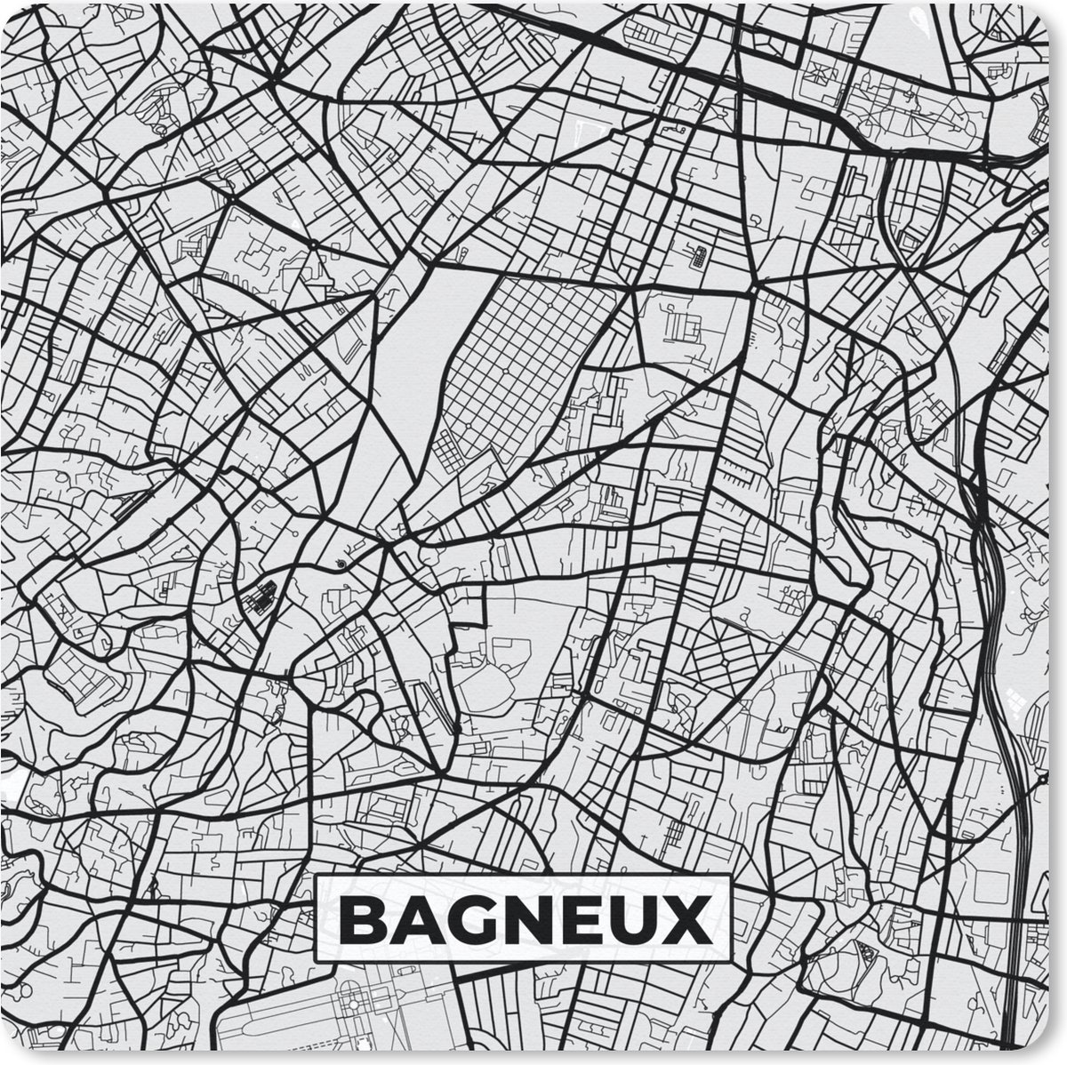 Muismat 20x20 cm - Mousepad Stadskaart - Frankrijk - Kaart - Bagneux - Plattegrond - Muismatten - Stadskaart