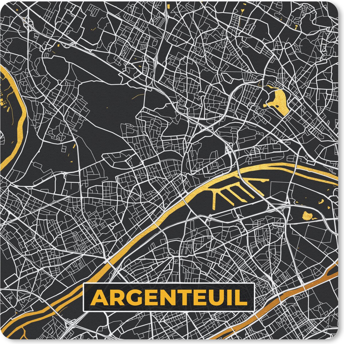 Muismat 20x20 cm - Mousepad Frankrijk – Plattegrond – Kaart – Argenteuil – Stadskaart - Muismatten - Stadskaart