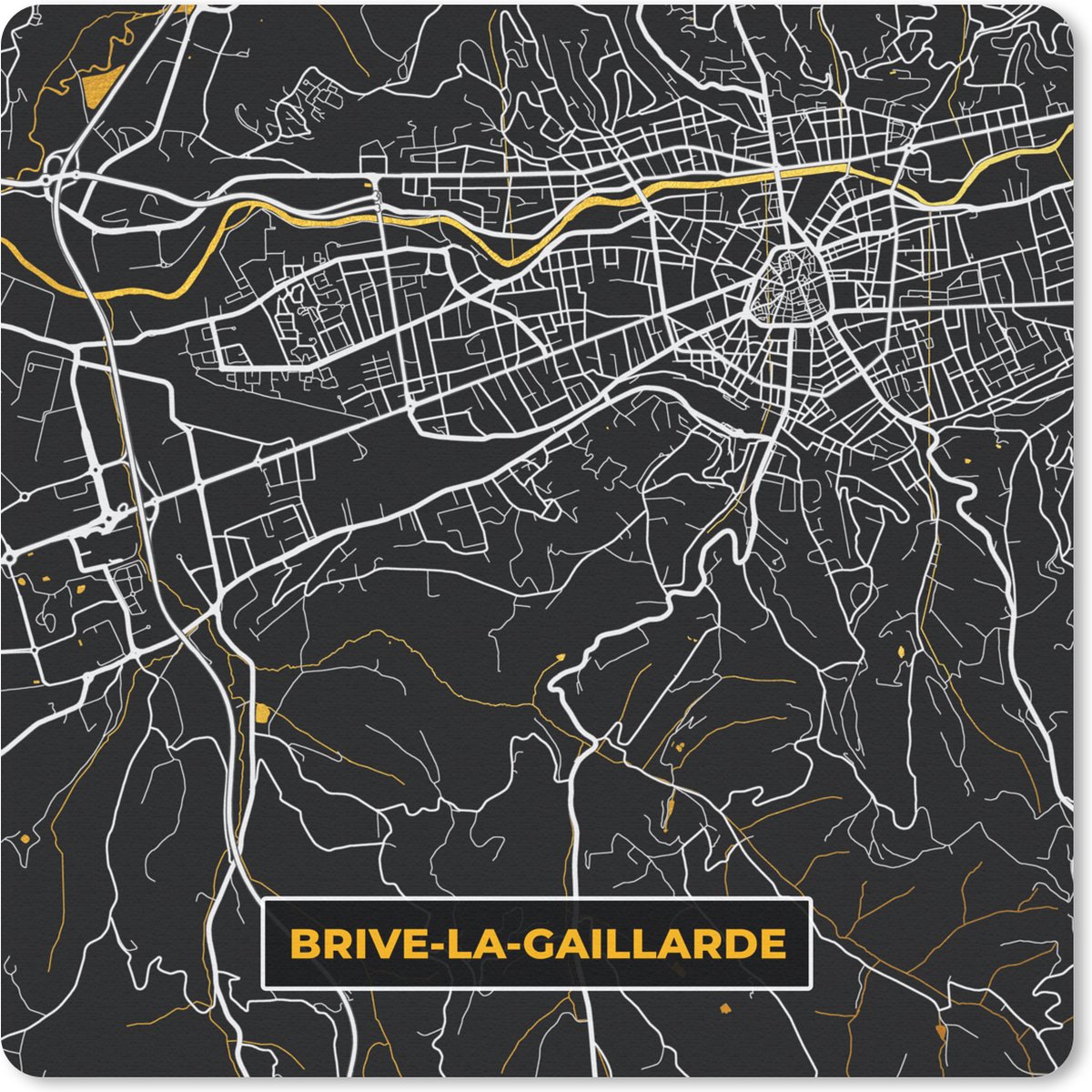 Muismat 30x30 cm - Mousepad Kaart - Stadskaart - Plattegrond - Brive-la-Gaillarde - Frankrijk - Muismatten - Stadskaart