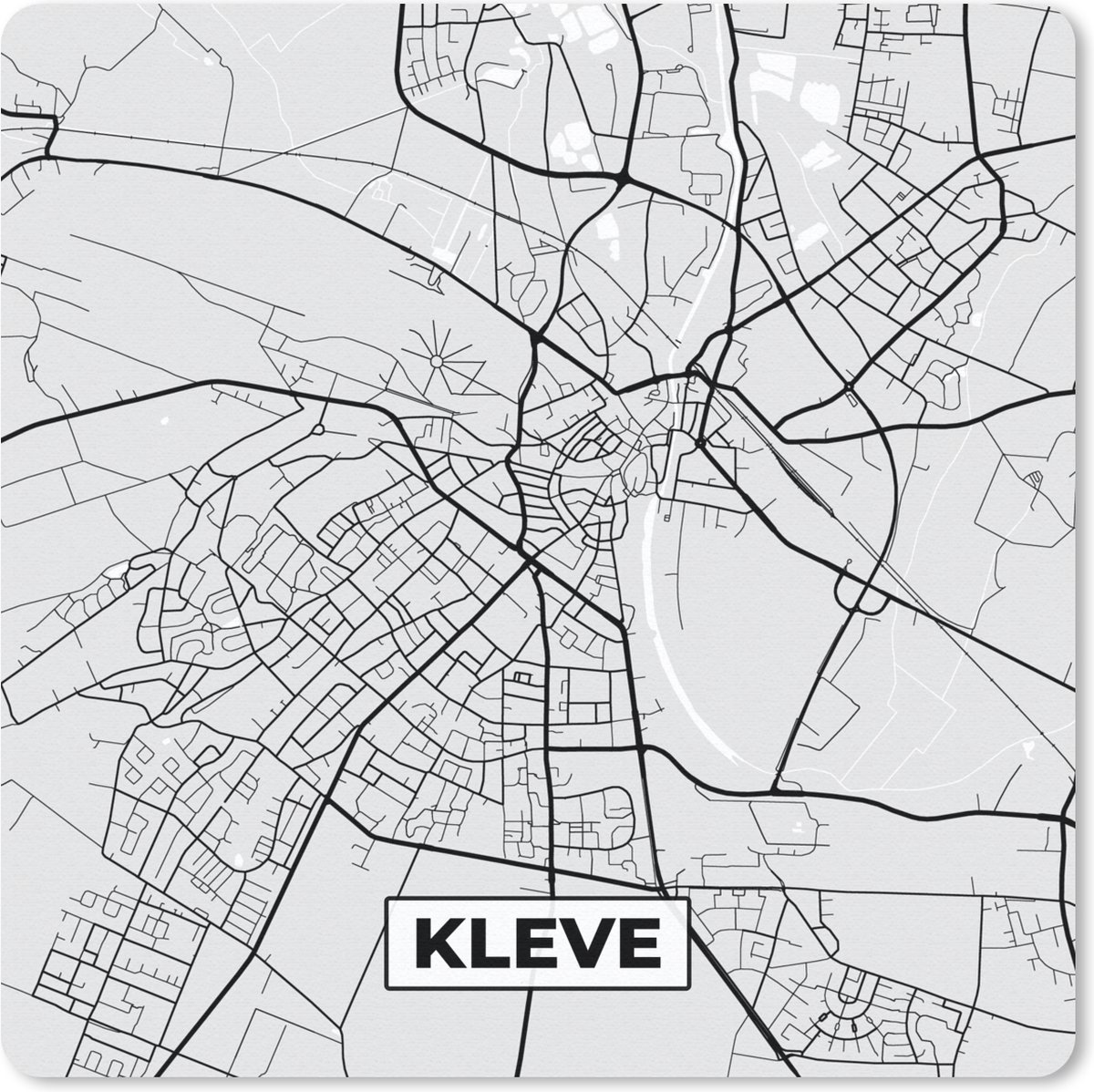 Muismat 20x20 cm - Mousepad Stadskaart - Kleve - Kaart - Duitsland - Plattegrond - Muismatten - Stadskaart