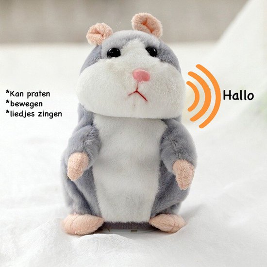 IDEAPRO Talking Hamster Toy, herhaalt wat je zegt pluche dier speelgoed, elektronische hamster muis voor jongen en meisje cadeau