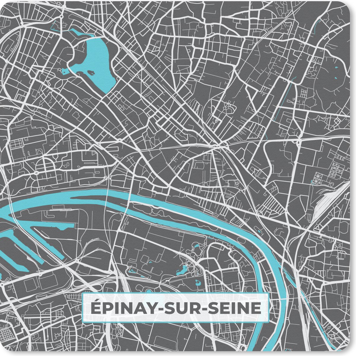 Muismat 30x30 cm - Mousepad Frankrijk – Épinay-sur-Seine – Stadskaart – Plattegrond – Kaart - Muismatten - Stadskaart