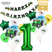 Cijfer Ballon 1 - Trekker Tractor Mega Ballon Pakket  - Nummer ballon - DIY Slinger Happy Birthday - Achterhoek - Boerderij Verjaardag - 80 cm nummer ballon - 65x65cm Trekker Ballon
