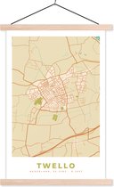 Posterhanger incl. Poster 40x60 cm - Schoolplaat - Kaart - Vintage - Stadskaart -Twello -Plattegrond - Textielposter - Blanke latten - Plattegrond