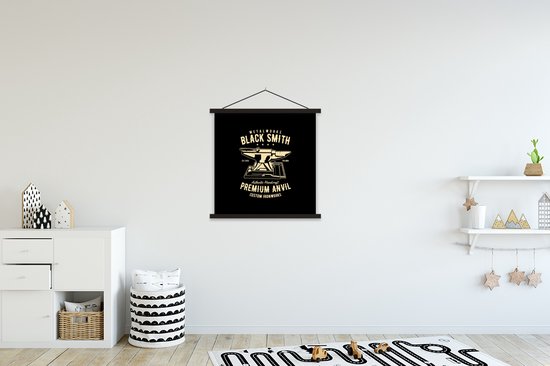 Affiche scolaire - Mancave - Enclume - Forgeage - Vintage - 60x60 cm - Lattes noires