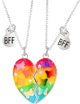Fako Bijoux® - Vriendschapsketting - Vlinders - Regenboog - BFF - Best Friends Forever - Multicolor