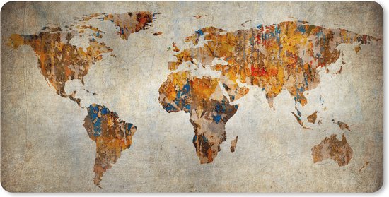 Muismat XXL 100x50 cm - Bureau onderlegger - Bureau mat Wereldkaart - Vintage - Abstract - Kinderen - Jongens - Meisjes - Bureaumat - Gaming mousepad xl - Bureaulegger groot - Computer deskmat