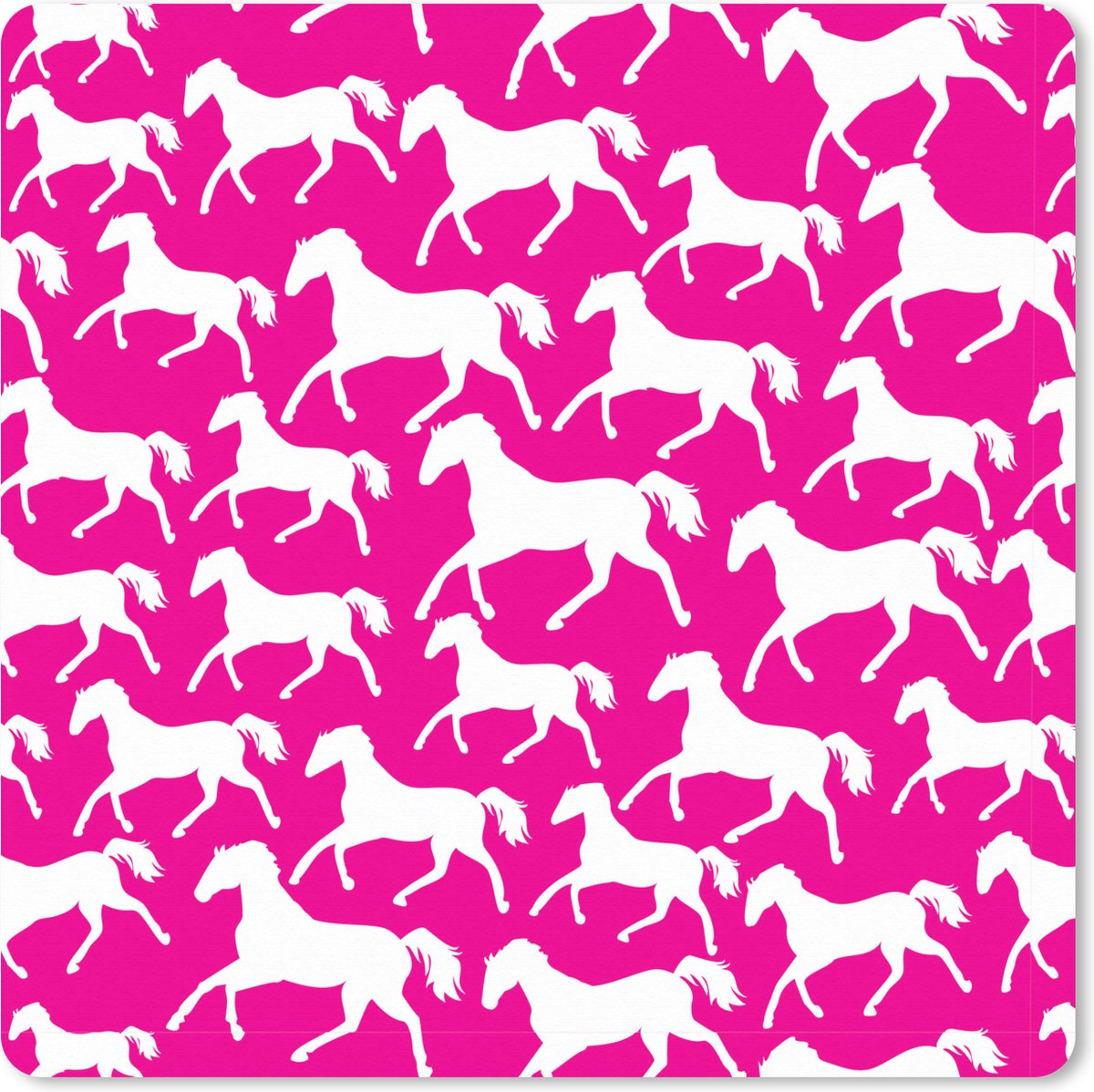 Muismat XXL 40x40 cm - Bureau onderlegger - Bureau mat Paarden - Roze - Wit - Meisjes - Kinderen - Meiden - Bureaumat - Gaming mousepad xl - Bureaulegger groot - Computer deskmat