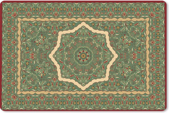 Muismat XXL 120x80 cm - Bureau onderlegger - Bureau mat Perzisch Tapijt - Vloerkleed - Mandala - Groen - Bureaumat - Gaming mousepad xl - Bureaulegger groot - Computer deskmat
